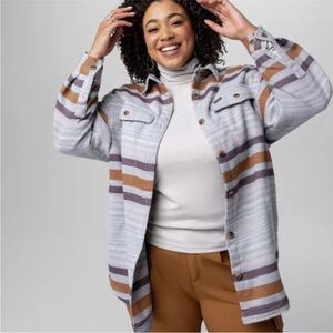 NWOT Columbia Women's Calico Basin Striped Utility Jacket in Gray and Brown